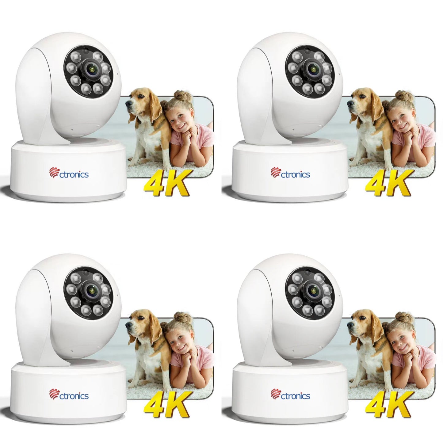 4K 8MP 2.4/5GHz WiFi Indoor Camera,AI Person/Pet Detection, 24/7 Recording