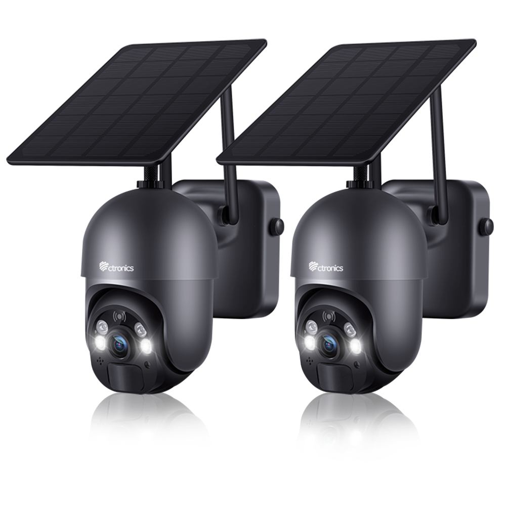 Ctronics 2.5K 4MP Security Cameras Wireless Outdoor WiFi Solar 10000mAh Battery Powered