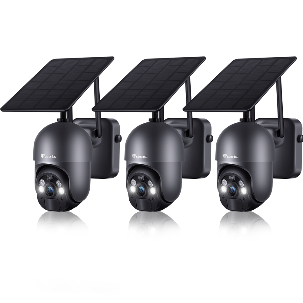 Ctronics 2.5K 4MP Security Cameras Wireless Outdoor WiFi Solar 10000mAh Battery Powered