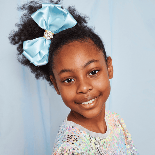 Large Angel Hair Bow - Blue & Yellow